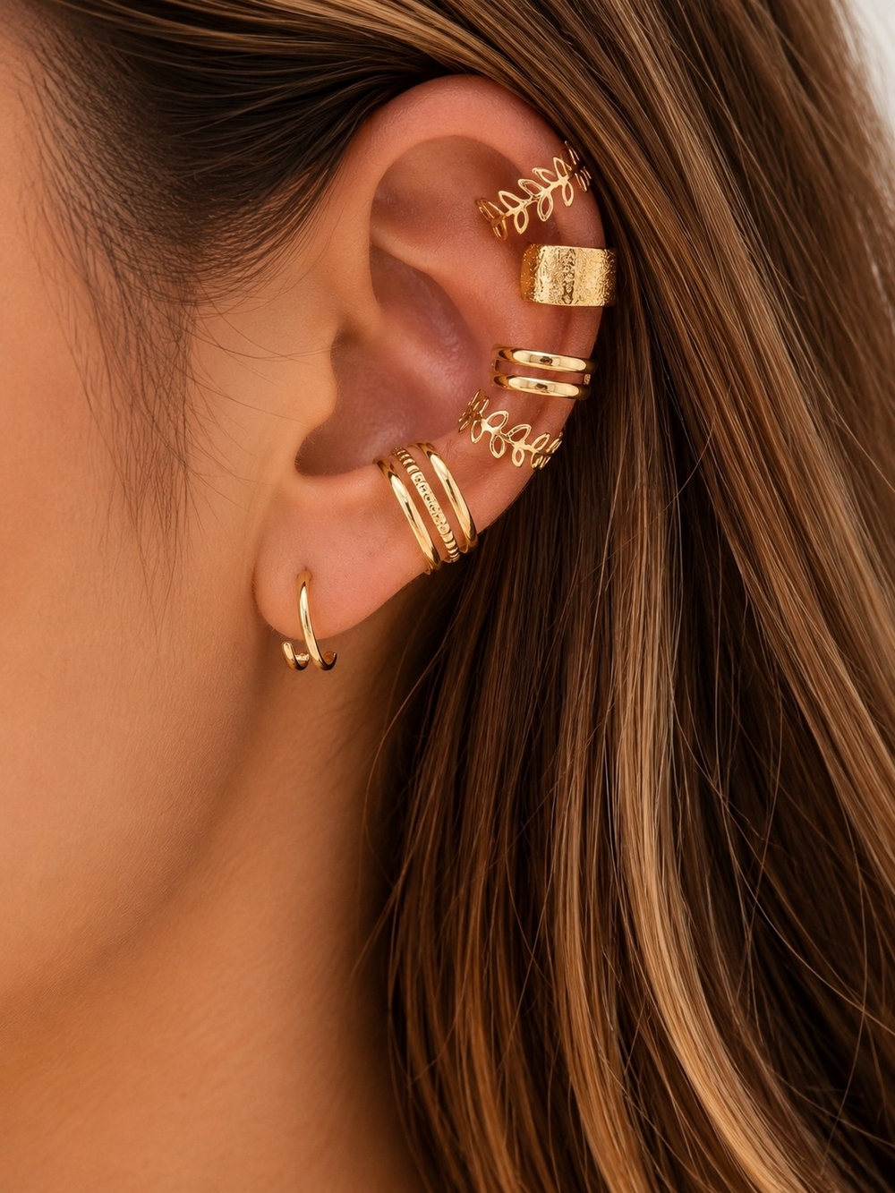 3 bundles for $25 Gold Ear Cuff Set of 5 - Gold Tone New Boho Festival